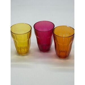 Colorful Drinking Glasses Set of 3 Yellow Pink Orange Palaks Glassware